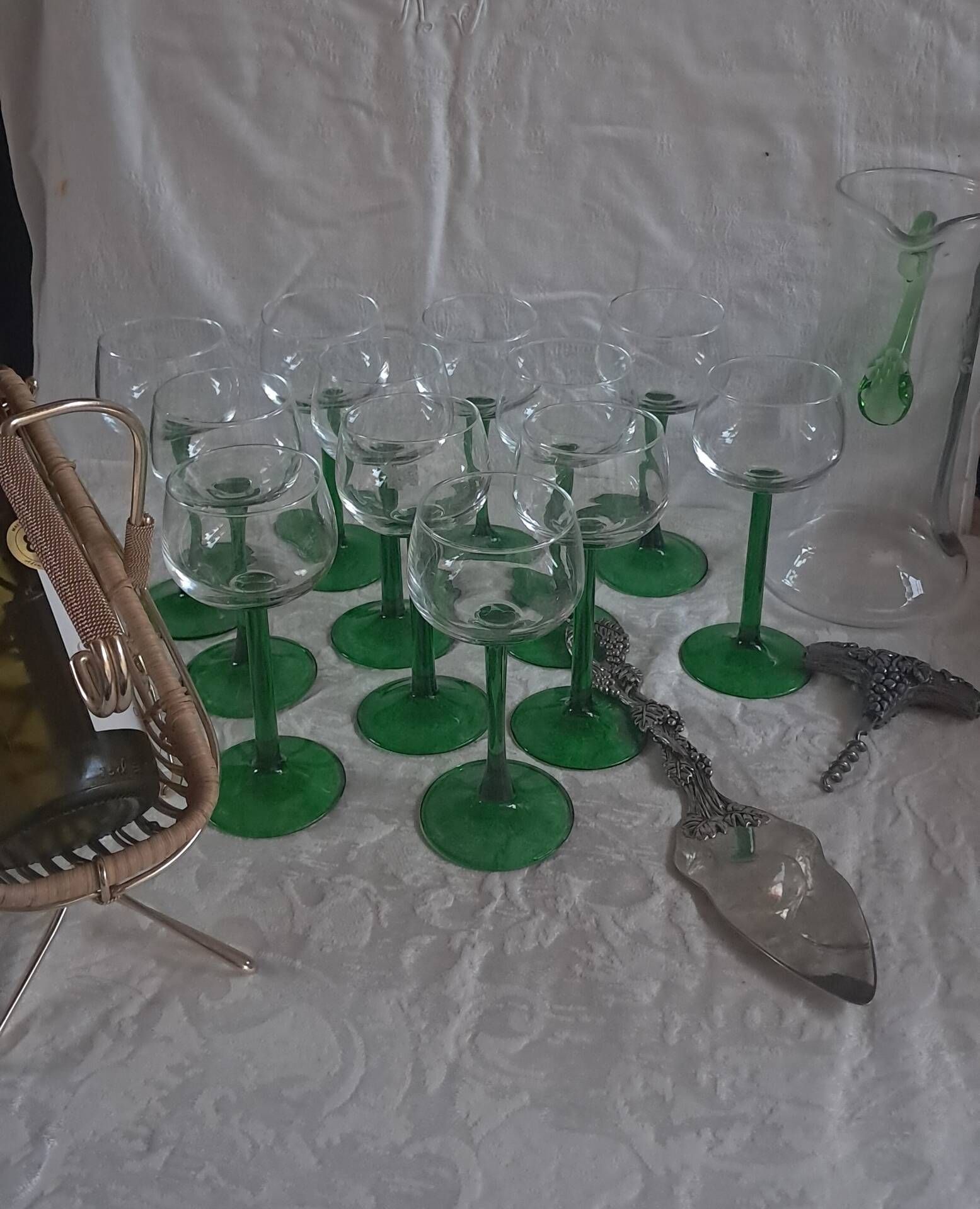 Carafe et 12 verres Service vin d'Alsace