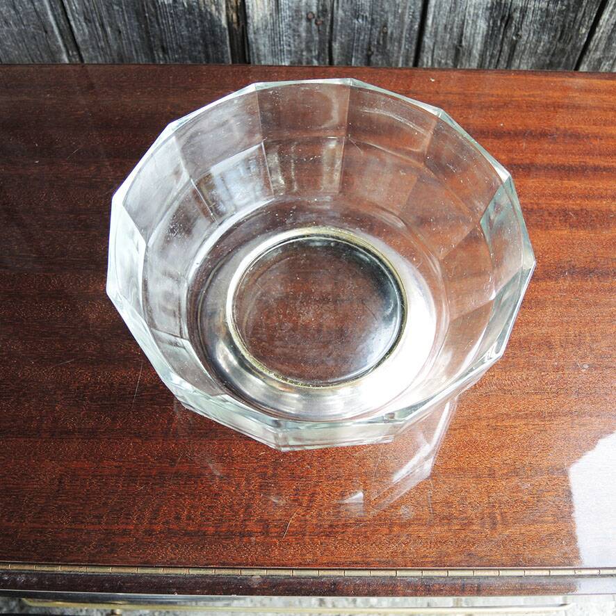 Vintage glass and metal Art Deco salad bowl