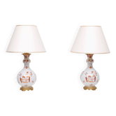 Superbes grandes lampes de table chinoiserie peintes à la main des années 1950, France.