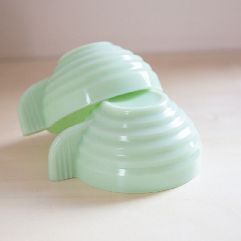 2 cups opaline green mint art deco