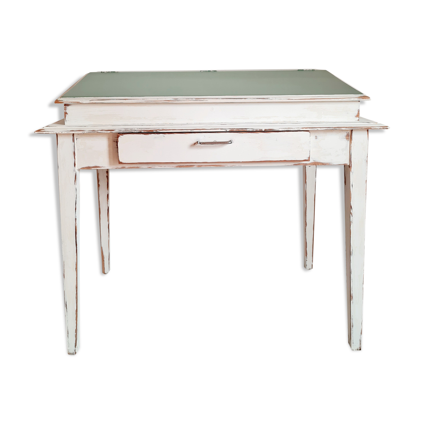 Old desk white and green desk