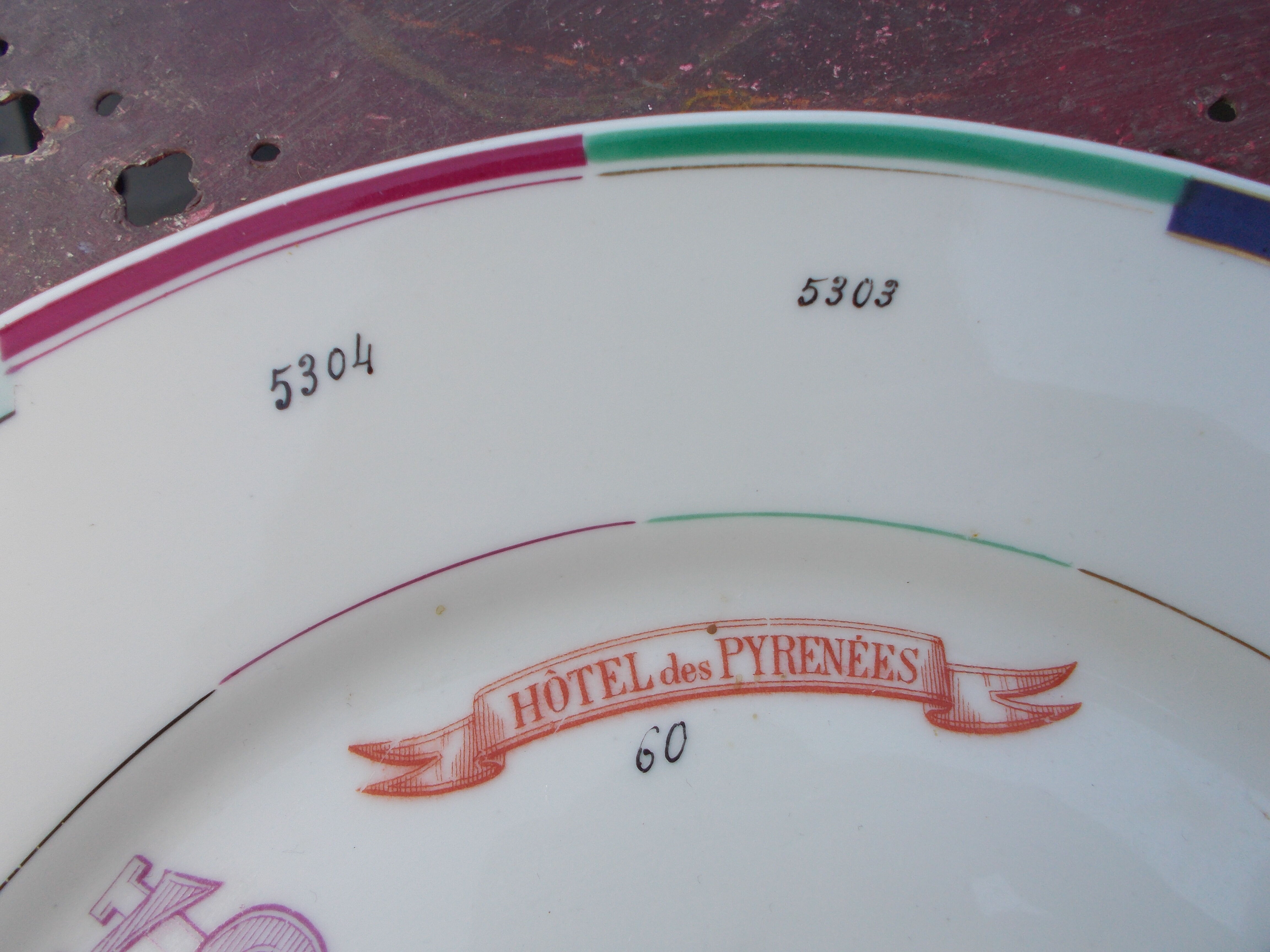 Antique plate Limoges porcelain Sample Advertising Hotel