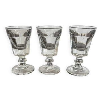 3 small antique glasses from the late 19th century, absinthe type / Napoleon III