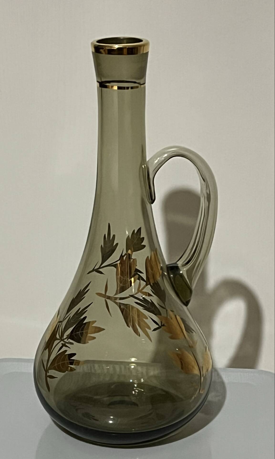 Vintage smoked glass jug / carafe with gilding – Vianne glassware