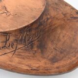 Carved wooden top signed Y. The Meur