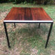 Square black metal coffee table and rosewood top circa 1960