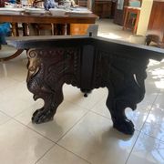 Octagonal oak table, 19th century, griffins
