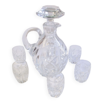 Bohemian crystal liqueur service Baccarat st Louis carafe carafon glass decanter