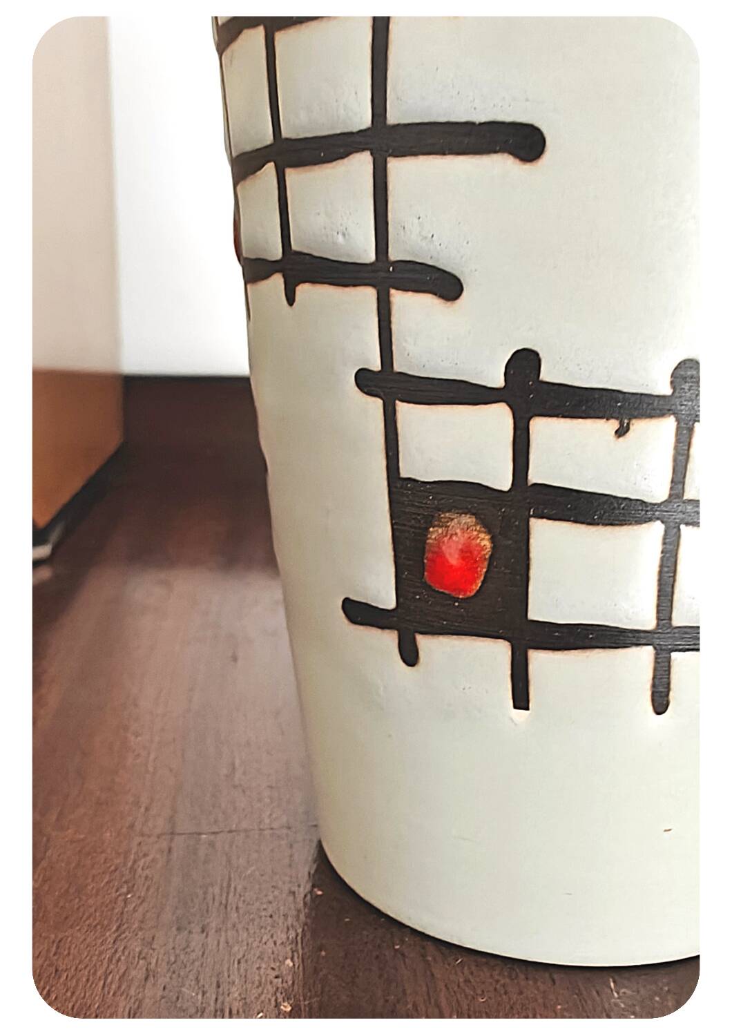 Vase vintage abstrait à motifs géométriques ouest-allemand 2038/25