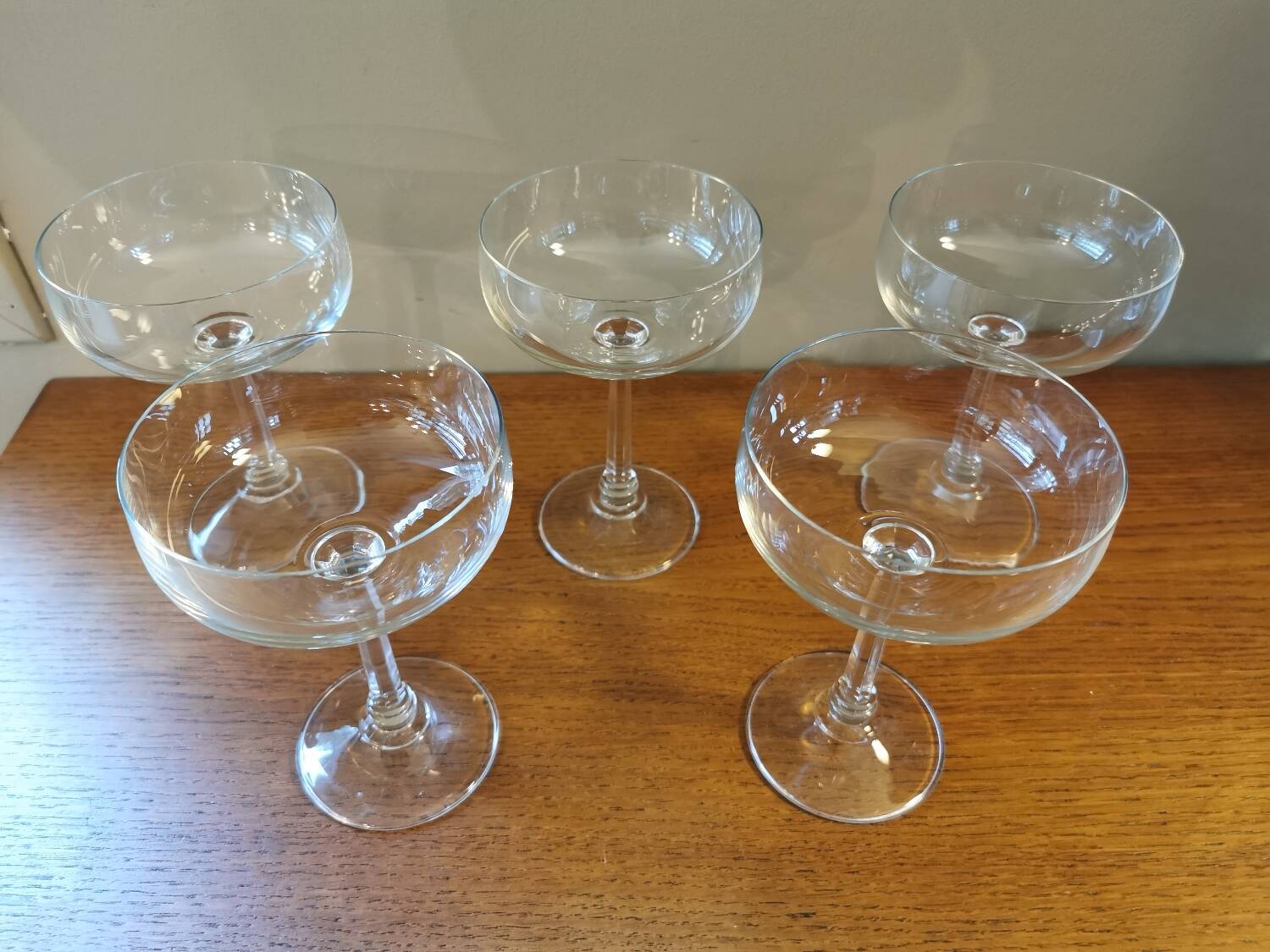Set of 5 vintage crystal champagne glasses