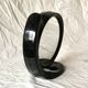 Small vintage black plastic swivel makeup mirror - Space Age Design - 1970s