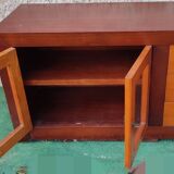Low cabinet with 2 types of wood