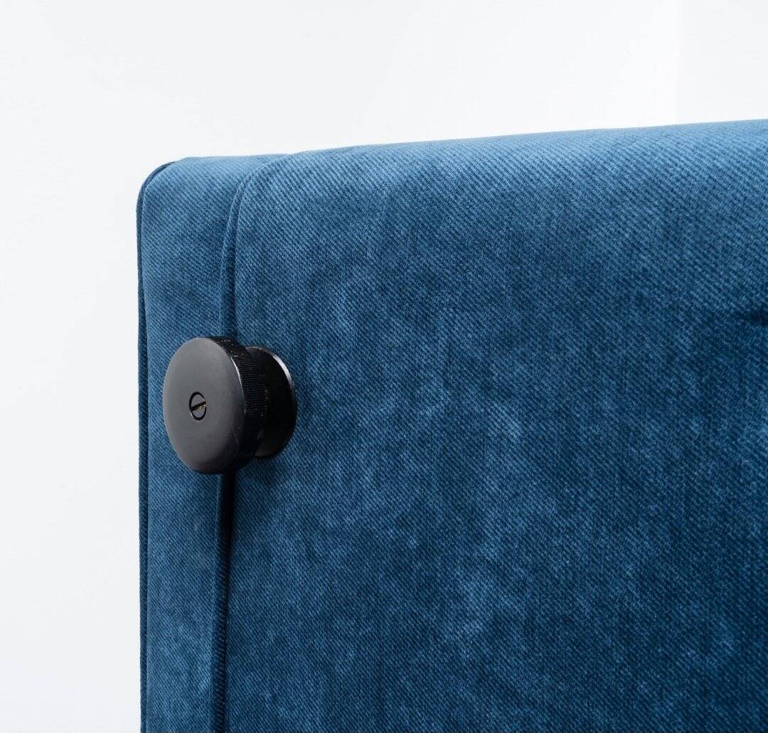 Vintage Model D70 Sofa Bed Black Iron Reupholstered Blue by Osvaldo Borsani for Tecno, 1970s