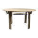 Table de salle à manger en métal chromé et doré mat , tablette en travertin vers 1980