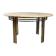 Table de salle à manger en métal chromé et doré mat , tablette en travertin vers 1980