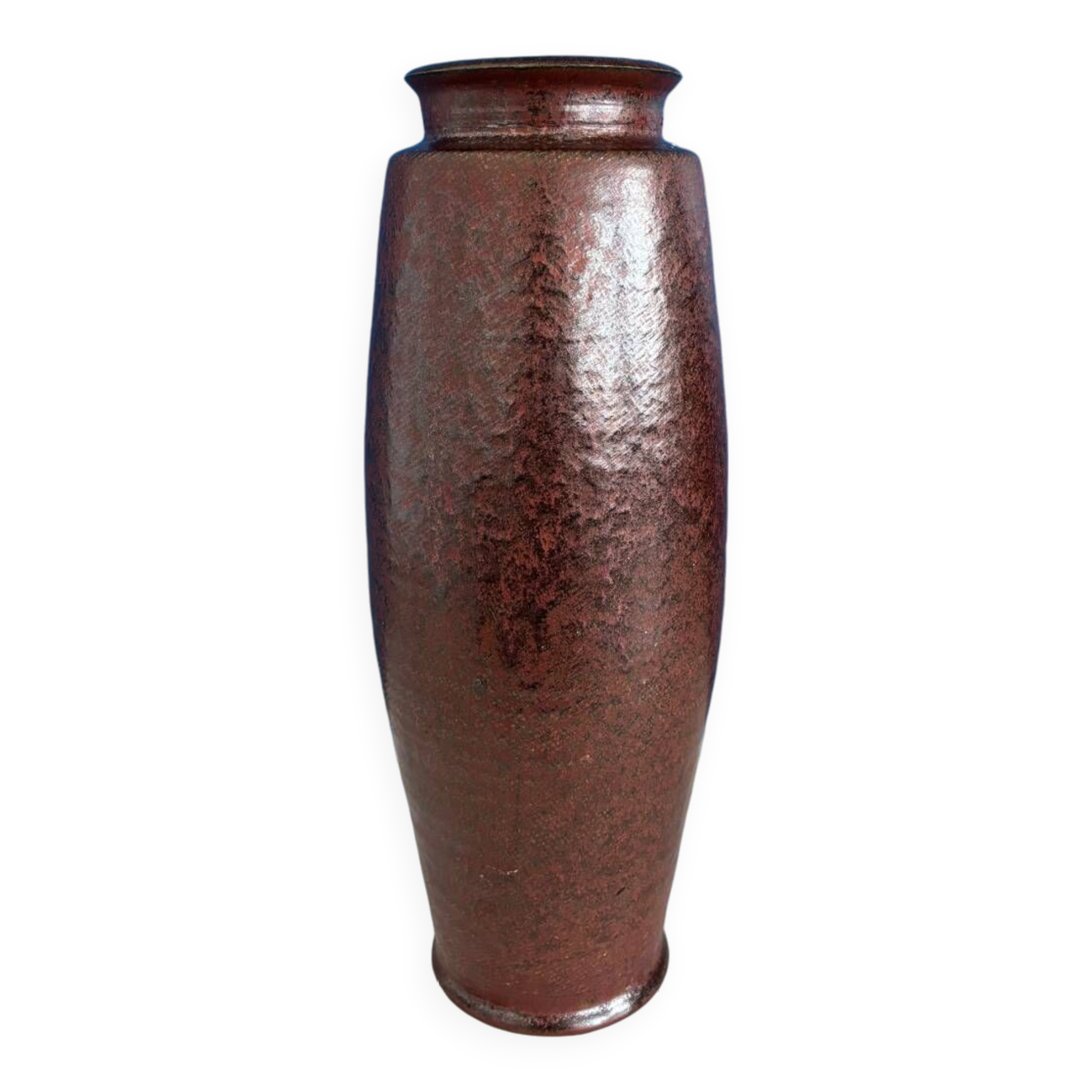 Large textured dark ceramic vase