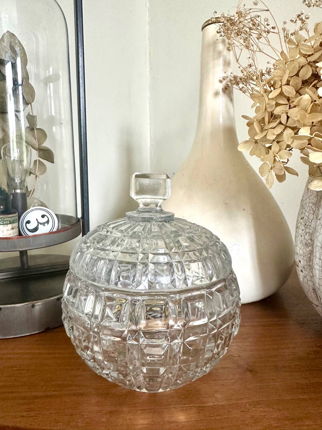 Former Portieux crystal sugar bowl