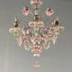 Petit lustre vénitien en verre de murano incolore et rose 5 bras de lumière vers 1920