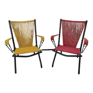 Paire de fauteuils scoubidou