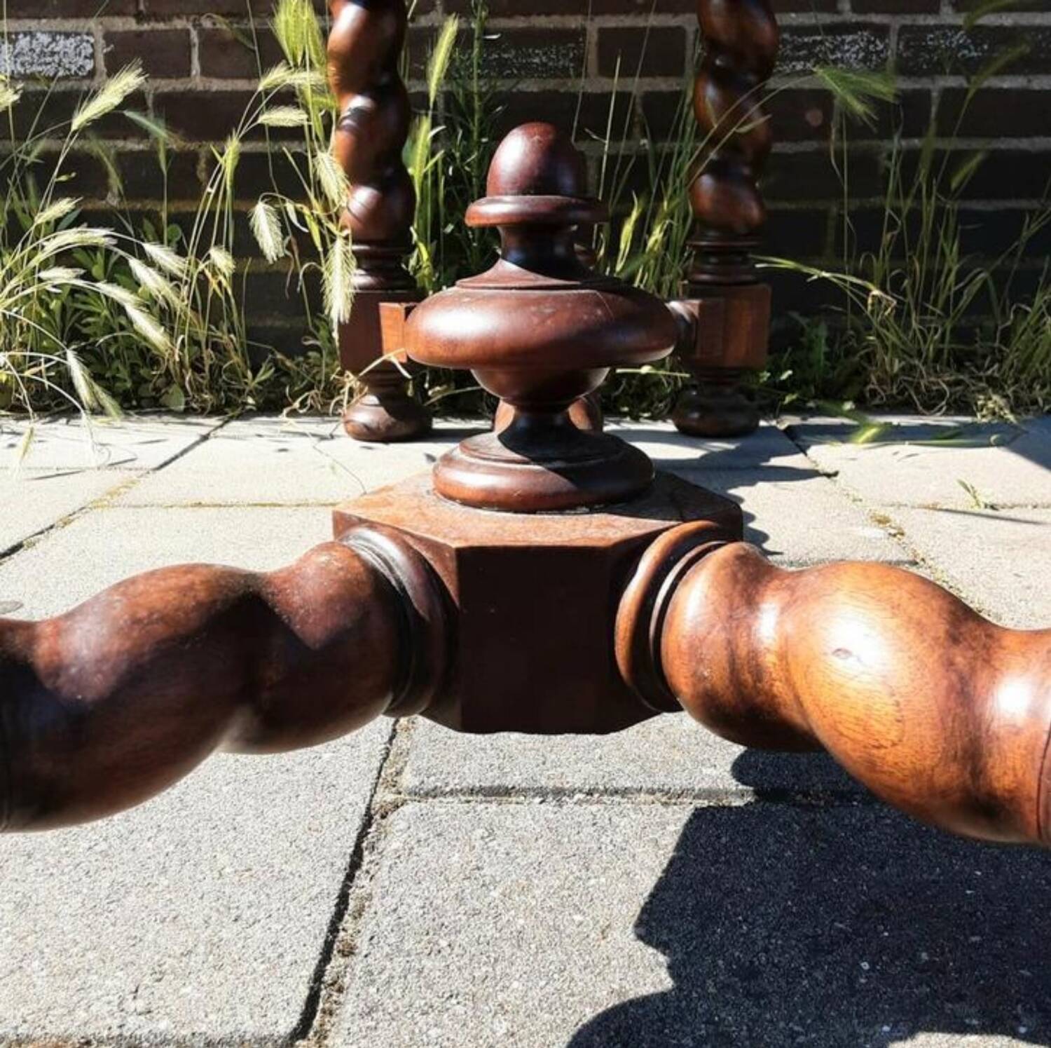 Unique antique Italian wooden hall table / narrow dining table