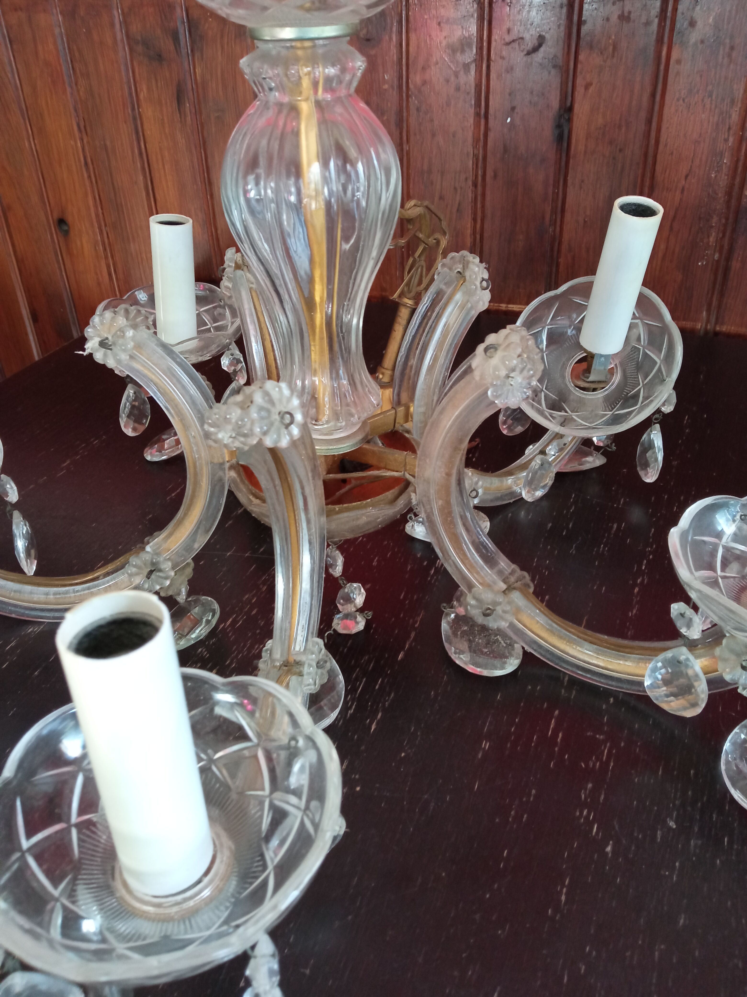 Old chandelier glass and brass