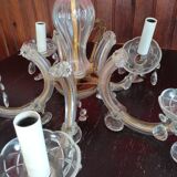 Lustre ancien verre et laiton