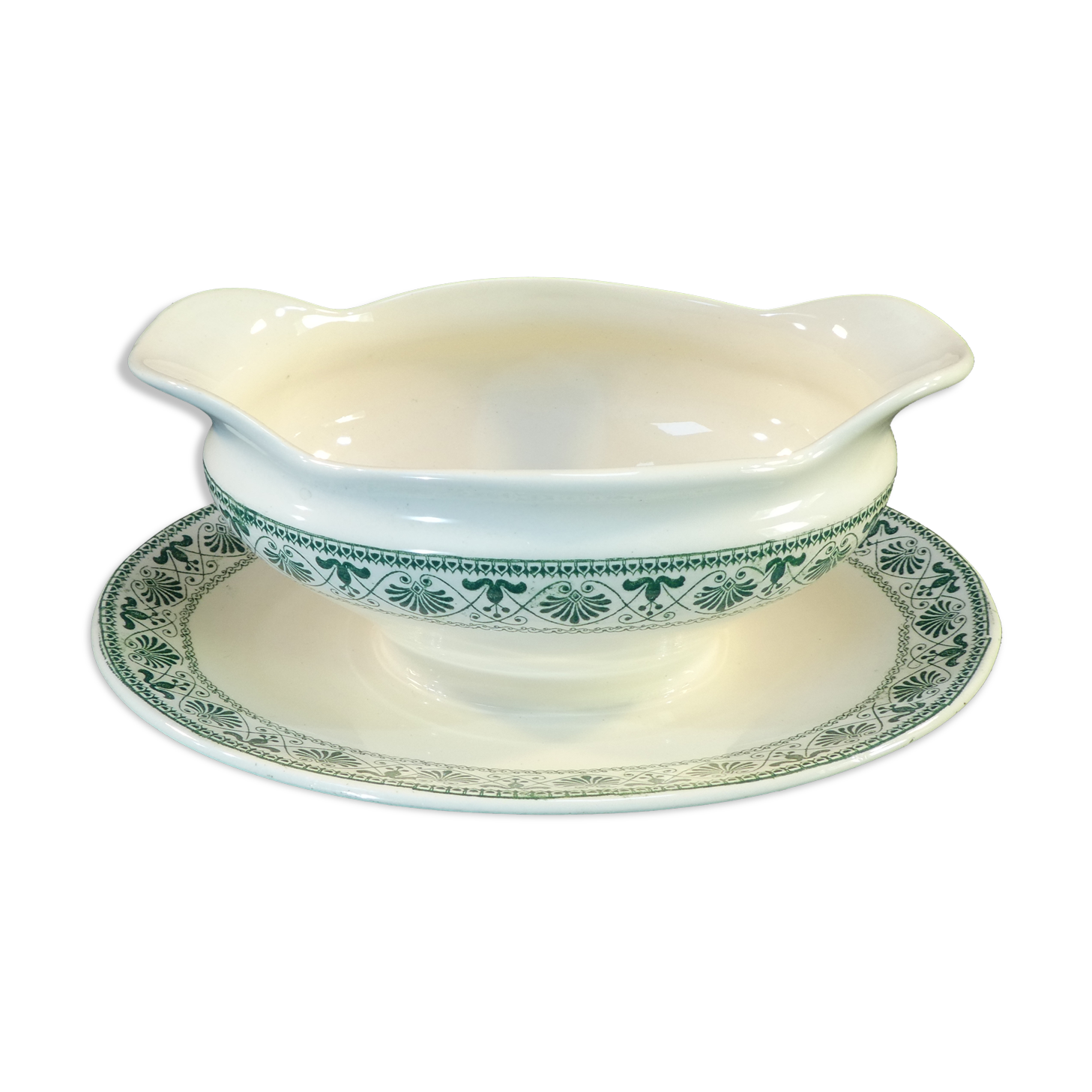 Sauciere en faience boch freres la louviere décor palmette