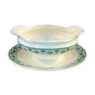 Sauciere en faience boch freres la louviere décor palmette