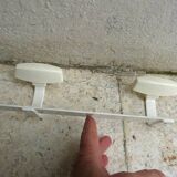 White metal wall coat rack with 2 hooks from the 70s