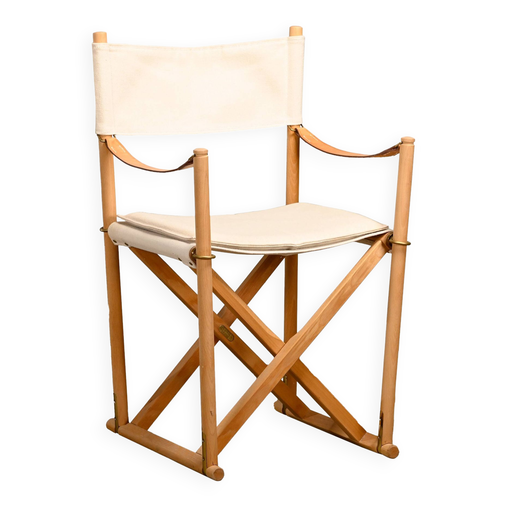 Mogens Koch MK16 Folding Chair in Beech Wood and Canvas for Rud Rasmussen, DK