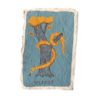 Peinture Camille Cabanes serpent vibora loteria