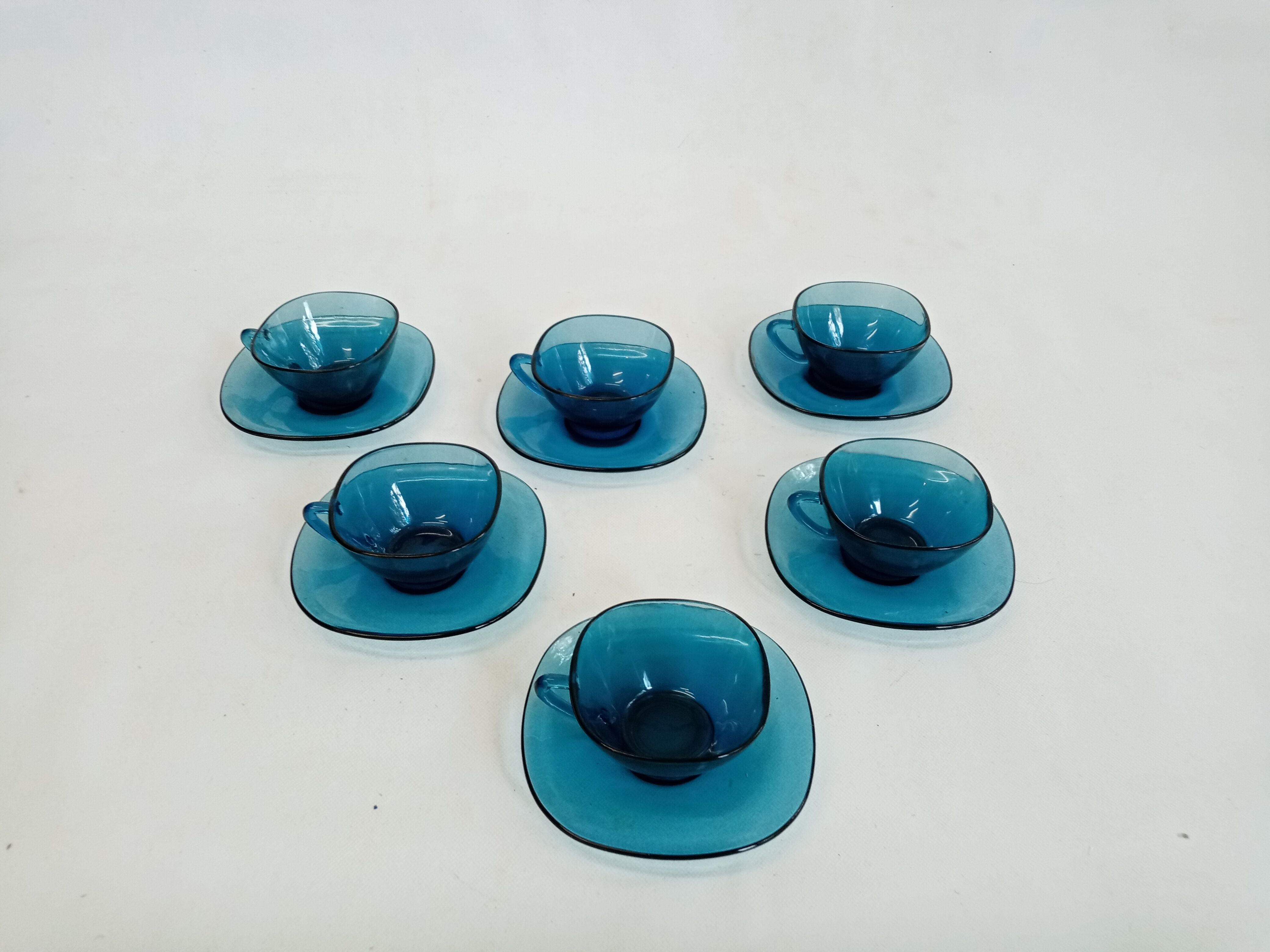 Arcopal Blue Coffee Set 6 Cups and Under Cups
