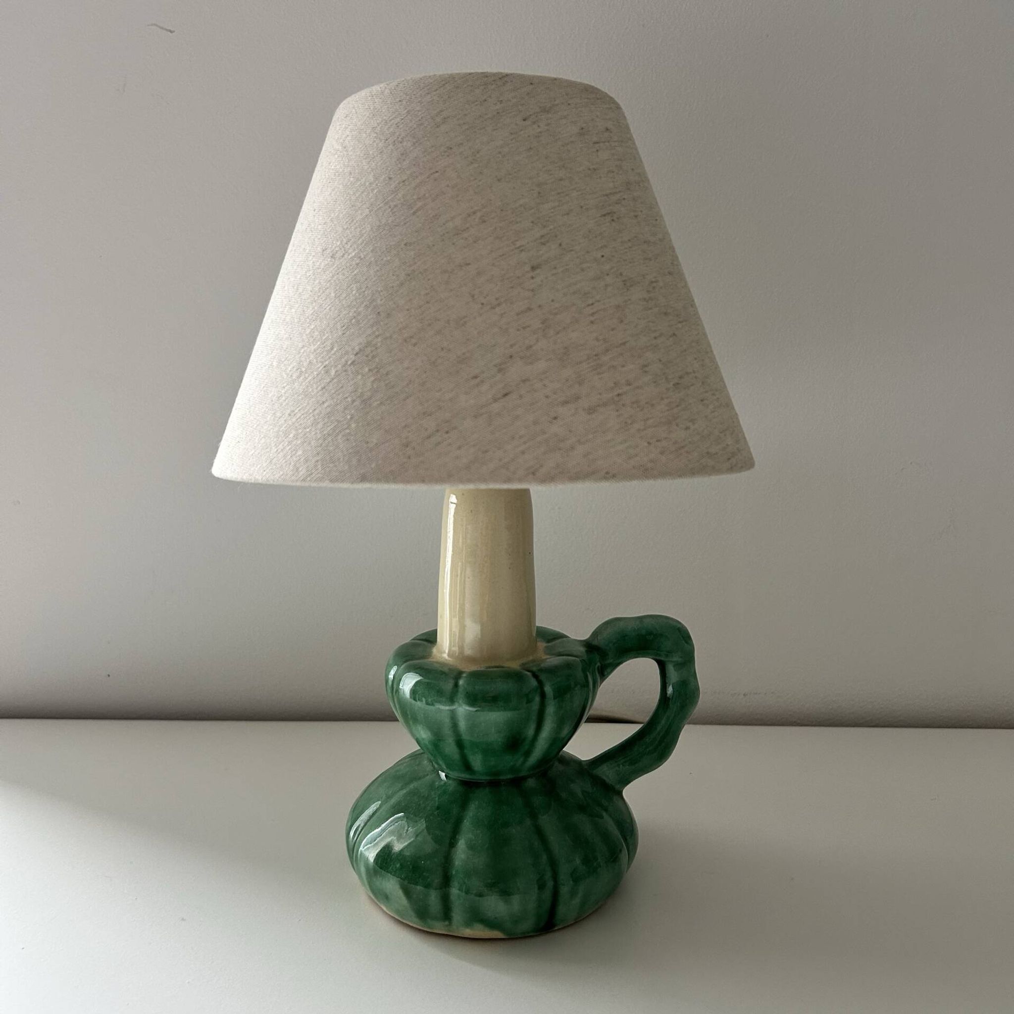 Lampe bougeoir en céramique verte 