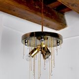 Poliarte chandelier by albano poli, pink and transparent murano glass, italy, 1970