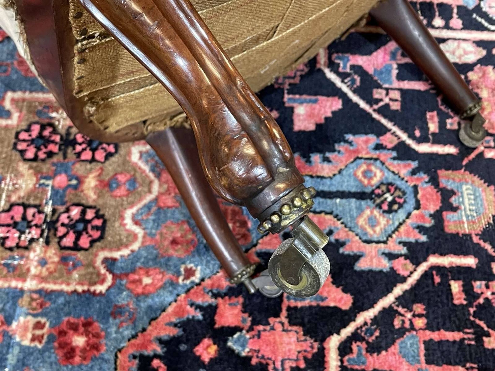 Napoleon III bergère in mahogany from the late 19th century to be reupholstered.