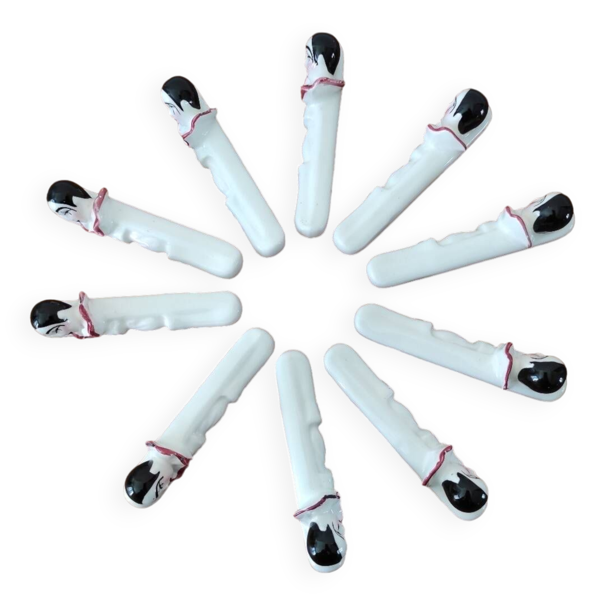 Series of ten Pierrot knife holders