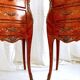 Mid-century French Louis XV style bedside tables with marble tops and floral marquetry, 1940s, set of 2