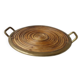 Rattan and brass tray