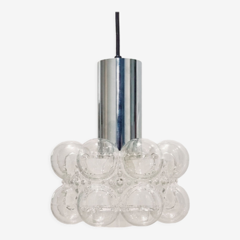 Mid-century bubble glass & chrome suspension by Helena Tynell for Limburg Germany 1960s