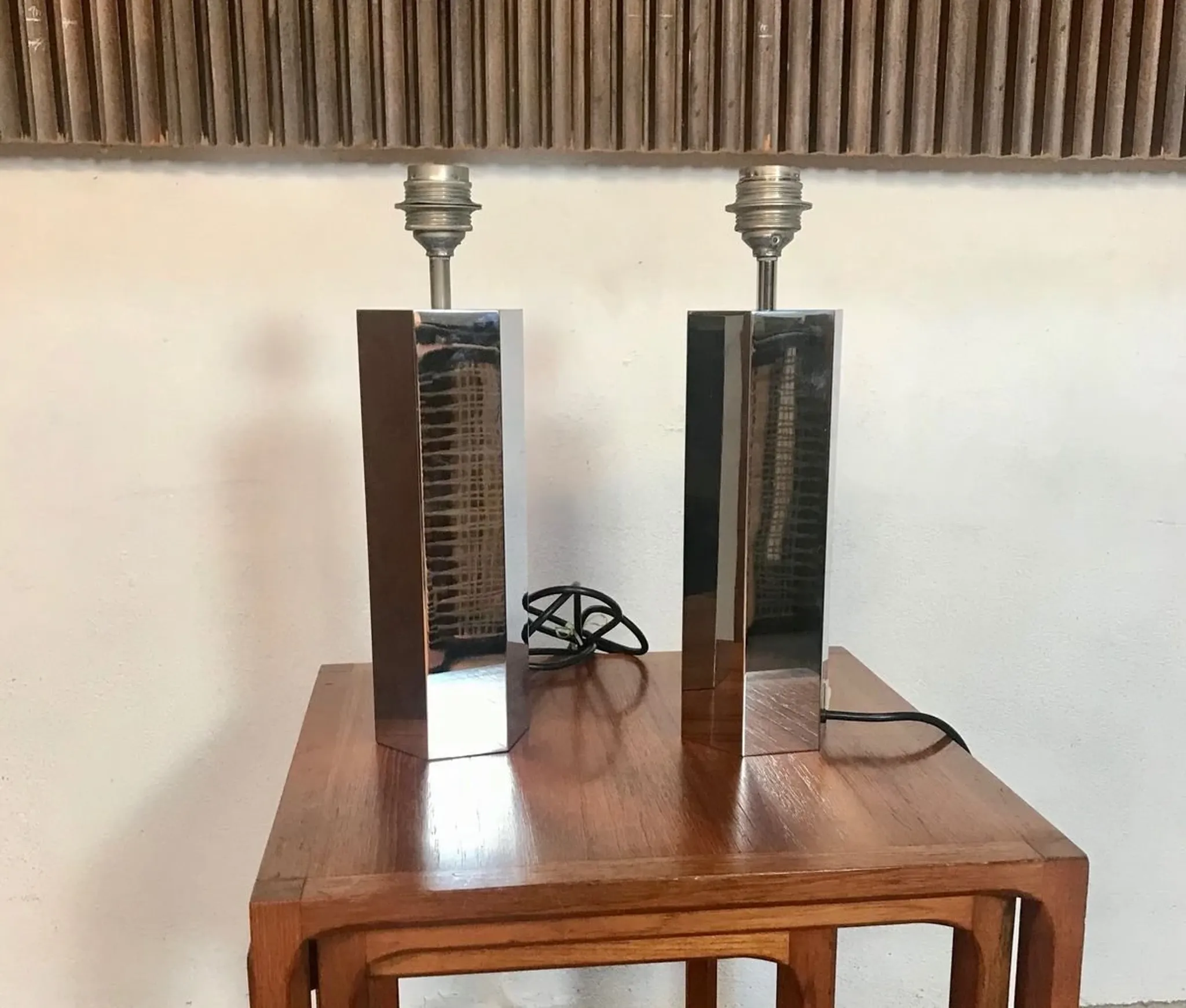 Sculptural Chromed Table Lamps by Ingo Maurer for Design M, 1960s, Set of 2