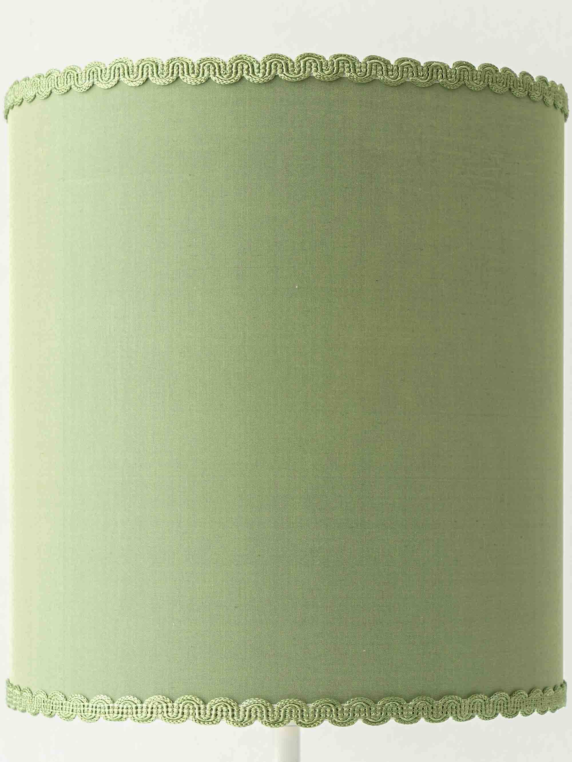 Pair of Chinese table lamps in Delft blue ceramic with new green silk shades.