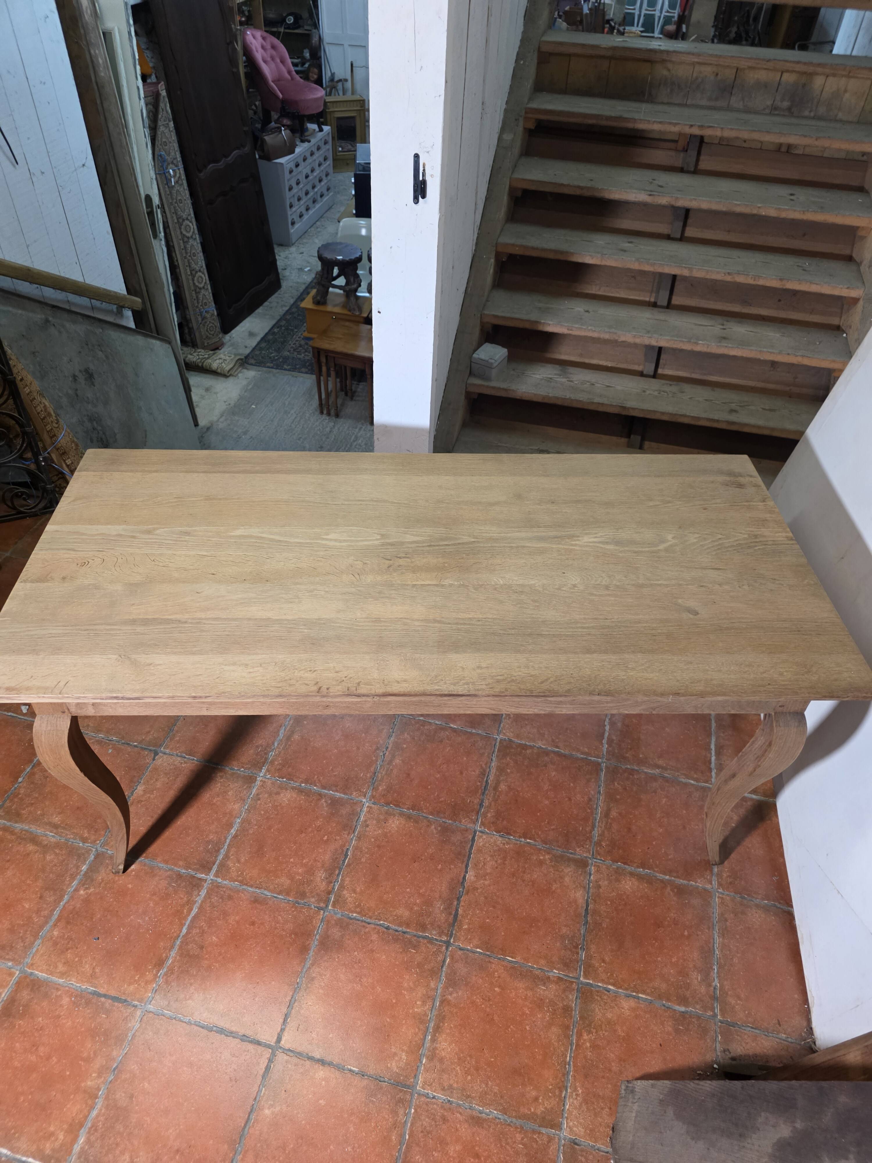 Louis XV style farmhouse table in solid oak, 170×80cm