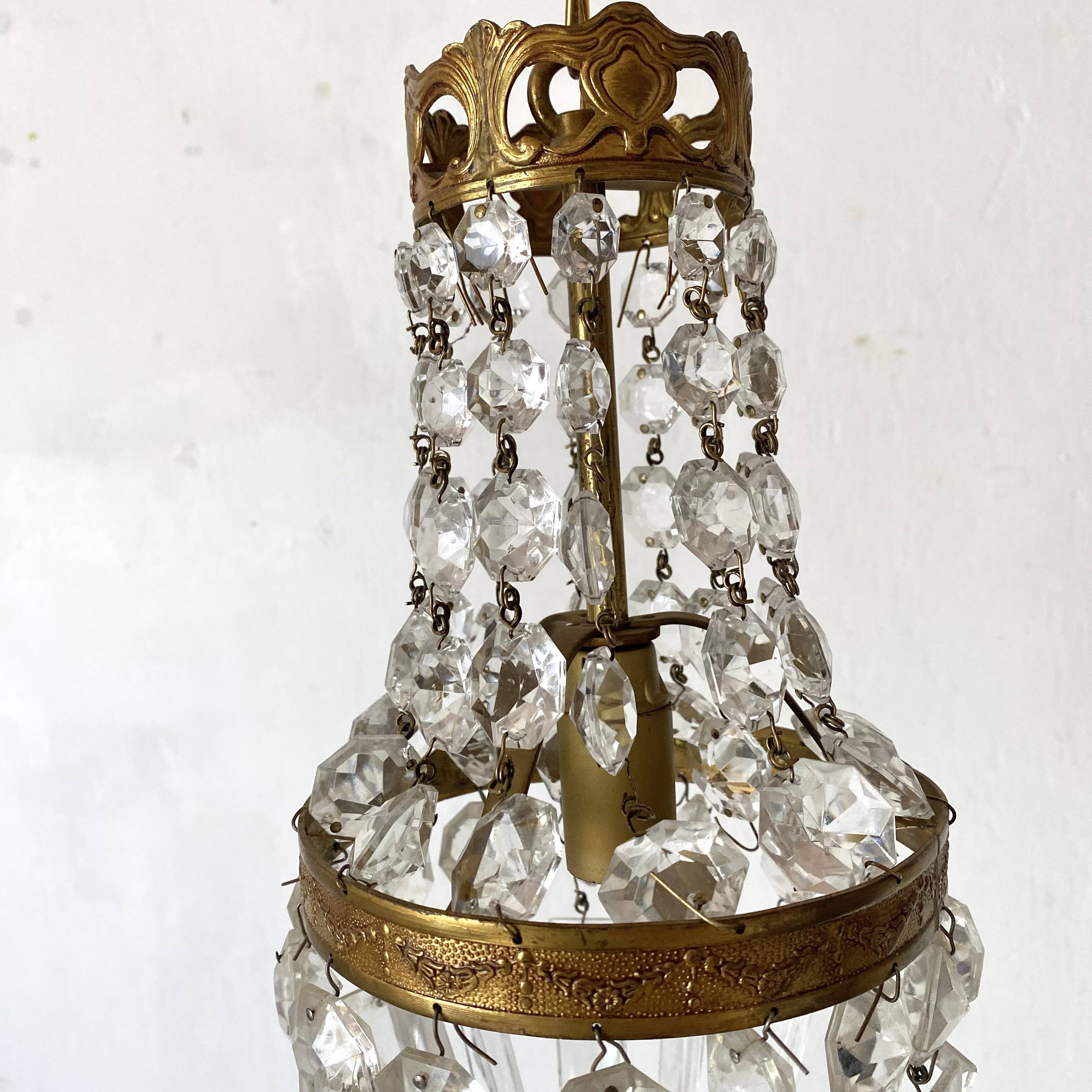 Lustre à pampilles montgolfière style empire