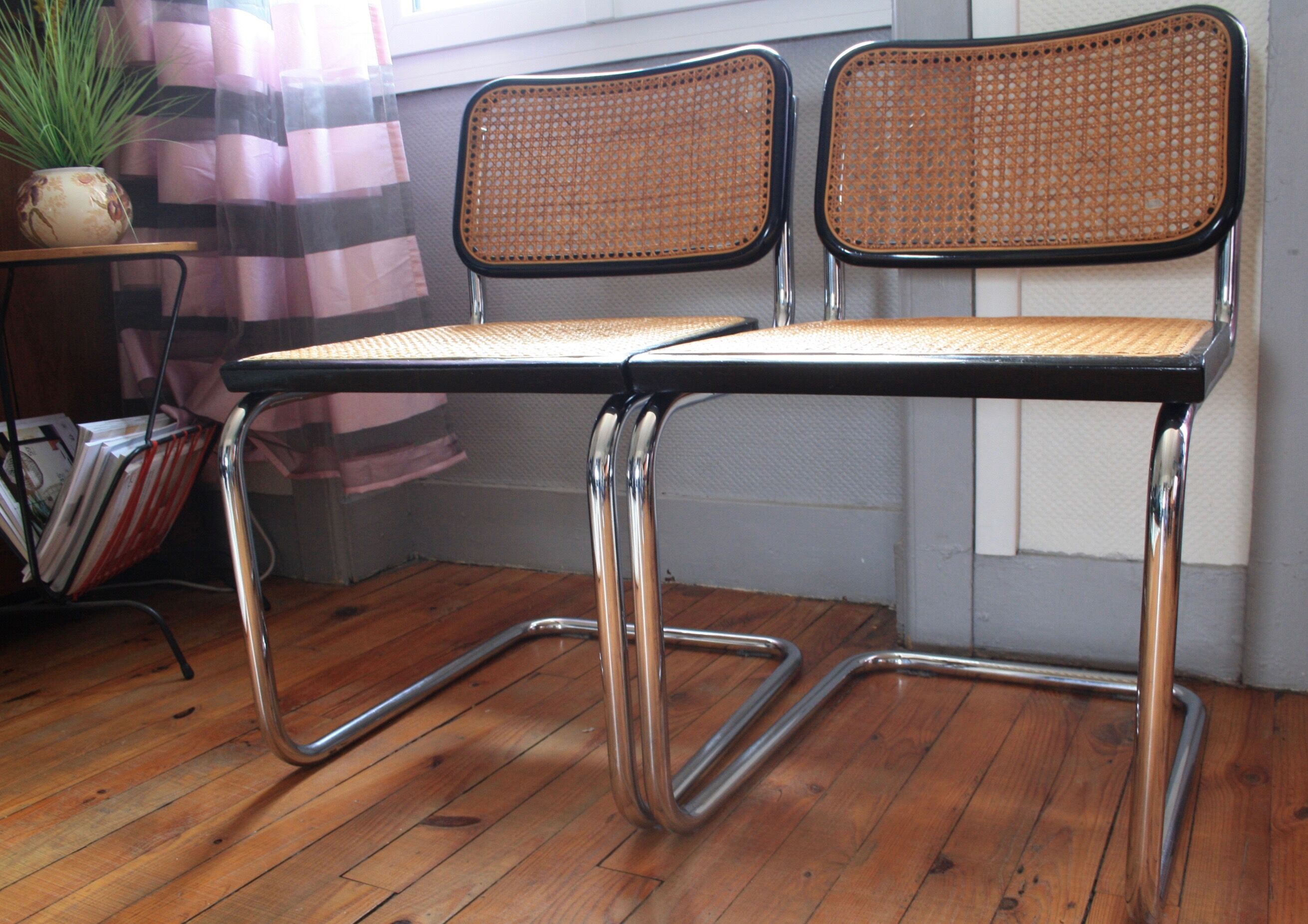 Pair of chairs cesca B32 Marcel Breuer black Gavina