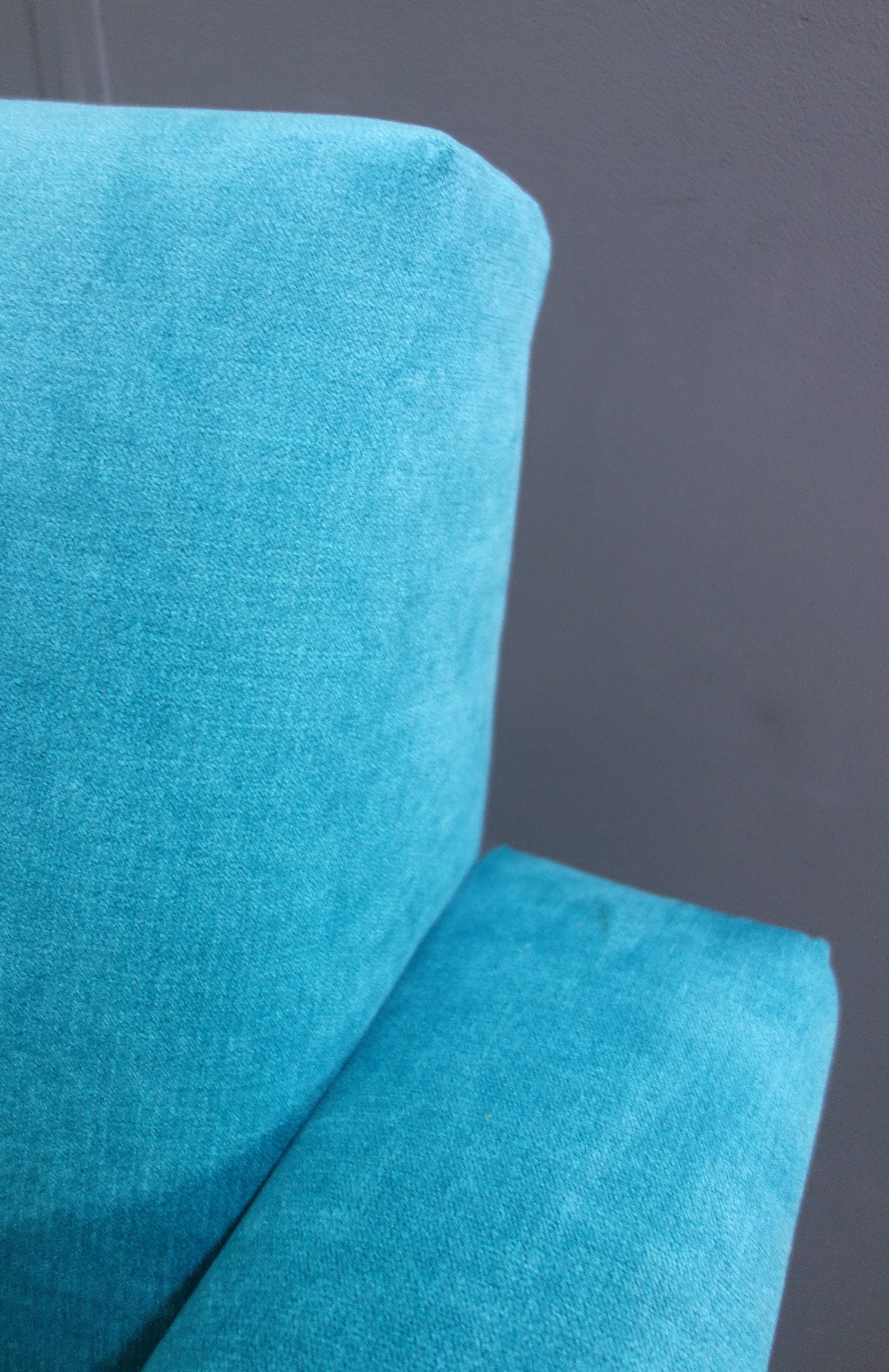 Blue velvet armchair 1960s