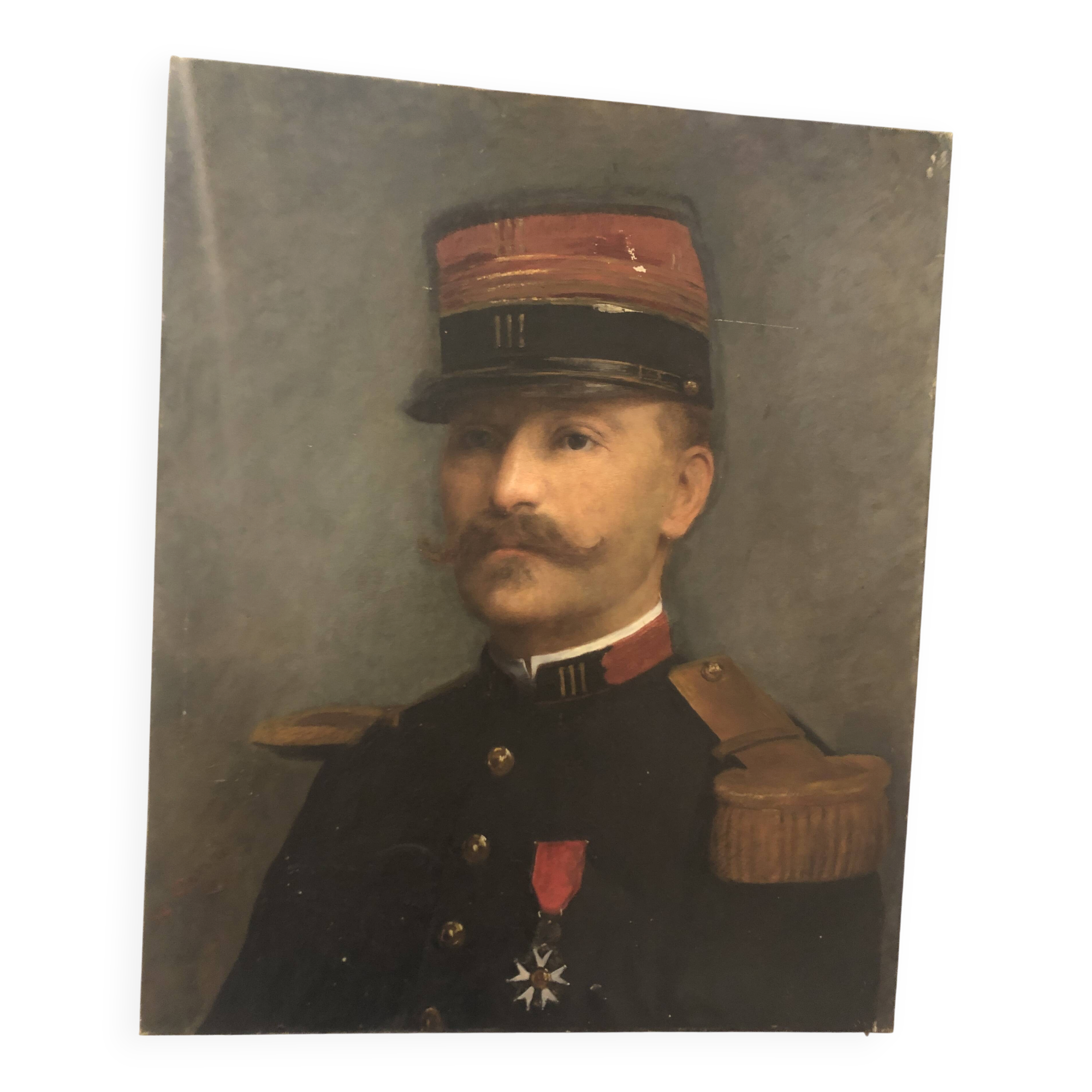 Portrait of a French officer – Oil on canvas signed "Cavalli", 1905