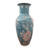 Vintage porcelain vase with hand-painted floral decoration, 36cm.