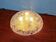 Large brass and frosted glass ceiling light, Hillebrand, 1970.
