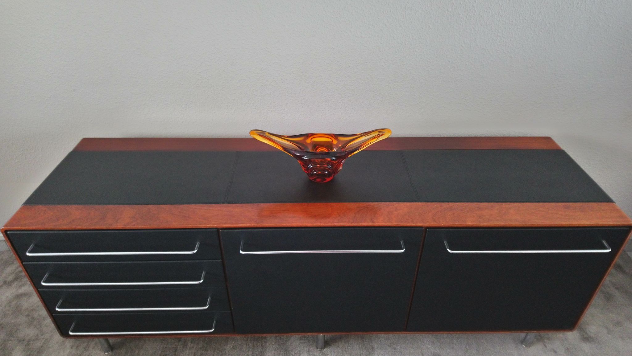 Rare row of wood and leatherette of the 60s 70s