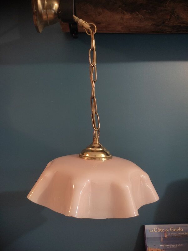 Suspension lampshade corole glass Rose lace